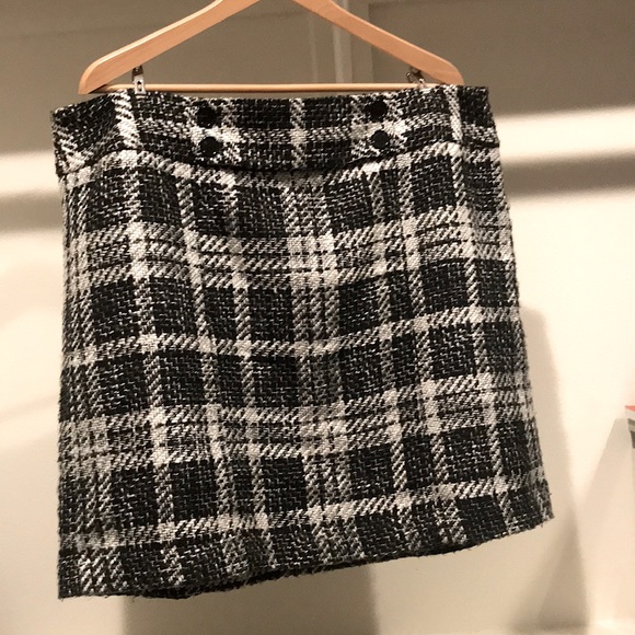 Vintage Ann Taylor Plaid Skirt, Black & White - Picture 1 of 7